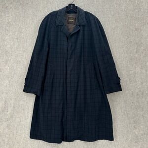 VTG Alligator Weatherstyle Mens‎ Plaid Trench Coat Charcoal Lined L/XL